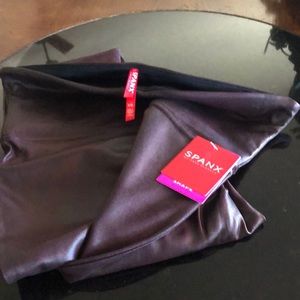Spanx deep burgundy faux leather leggings